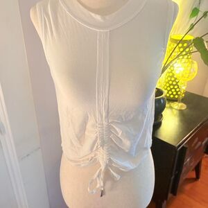 Lululemon White Ruched Tie Front Tank Top